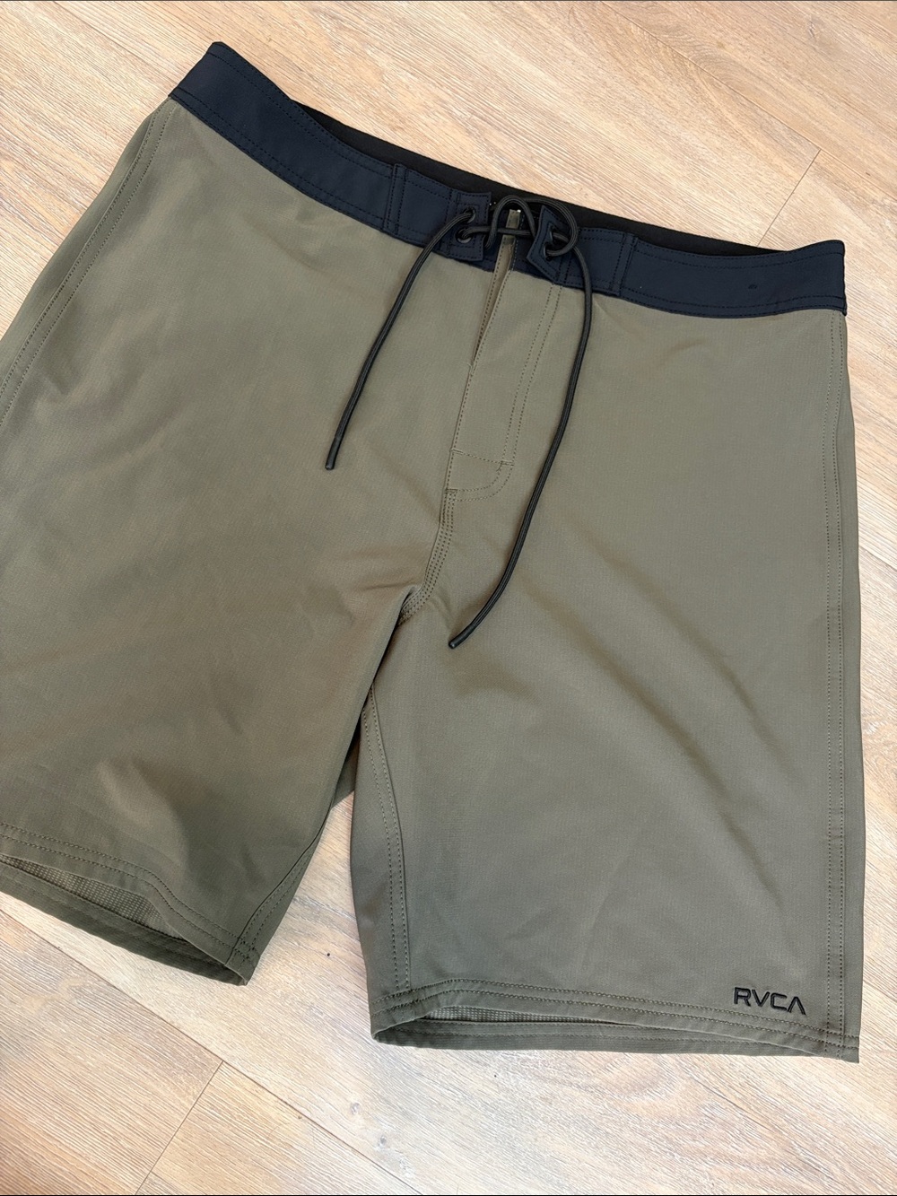 RVCA Olive Green Board Shorts with Black Waistband